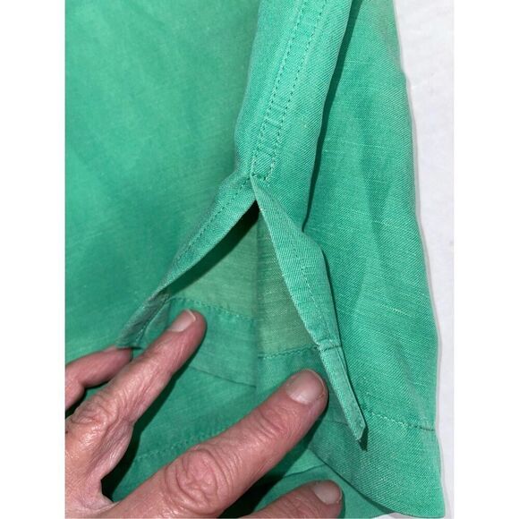Peter Millar Shirt Mens Large Green Button Up Short Sleeve Linen Silk Blend A18 - Picture 3 of 8